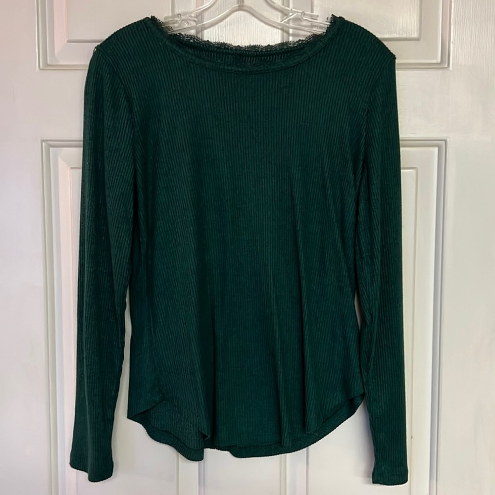 Maurices. Dark green shirt.